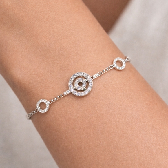 Swarovski Silver Bracelet with Crystal Circles